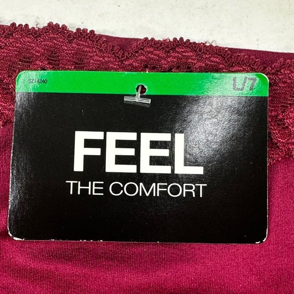 Maidenform Womens 7 Large Panty Hipster Lace Waist Comfort Devotion Burgundy New - Picture 5 of 8